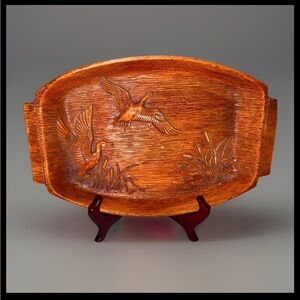 Vintage 1959 Multi Products Inc. Carved Duck Tray – Mid-Century Faux Wood